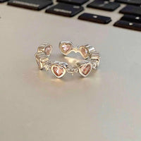 Thumbnail for Chic CZ Inlaid Pink Crystal Heart Ring - ArtGalleryZen