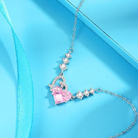 Thumbnail for Chic CZ Inlaid Pink Diamond Duo Heart Necklace - ArtGalleryZen
