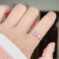 Thumbnail for Chic CZ Inlaid Pink Opal Heart Ring - ArtGalleryZen