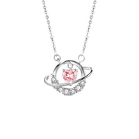 Thumbnail for Chic CZ Inlaid Planet Dangle Heart Pendant Necklace - ArtGalleryZen