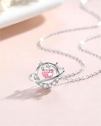 Thumbnail for Chic CZ Inlaid Planet Dangle Heart Pendant Necklace - ArtGalleryZen