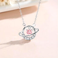 Thumbnail for Chic CZ Inlaid Planet Dangle Heart Pendant Necklace - ArtGalleryZen