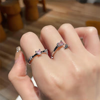 Thumbnail for Chic CZ Inlaid Rose Heart Open Ring - ArtGalleryZen