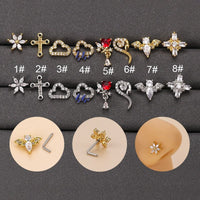 Thumbnail for Chic CZ Inlaid Snake Bat Cloud Floral Cross Heart Nose Piercing Nose Stud - ArtGalleryZen