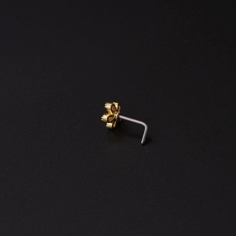 Chic CZ Inlaid Snowflake Moon Phase Star Titanium Nose Piercing Nose Stud - ArtGalleryZen