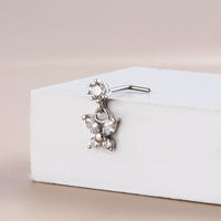 Thumbnail for Chic CZ Inlaid Stainless Steel Butterfly Nose Piercing Nose Stud - ArtGalleryZen