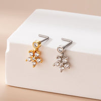 Thumbnail for Chic CZ Inlaid Stainless Steel Floral Heart Nose Piercing Nose Stud - ArtGalleryZen