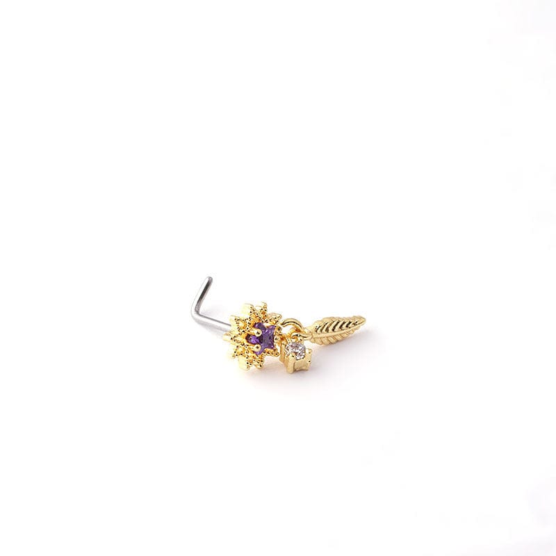 Chic CZ Inlaid Stainless Steel Nose Piercing Nose Stud - ArtGalleryZen