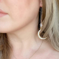 Thumbnail for Chic CZ Inlaid Star Moon Phase Dangle Earrings - ArtGalleryZen