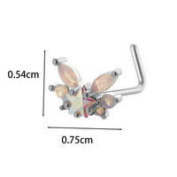 Thumbnail for Chic CZ Inlaid Titanium Steel Flower Heart Nose Piercing Nose Stud Nose Hoop - ArtGalleryZen