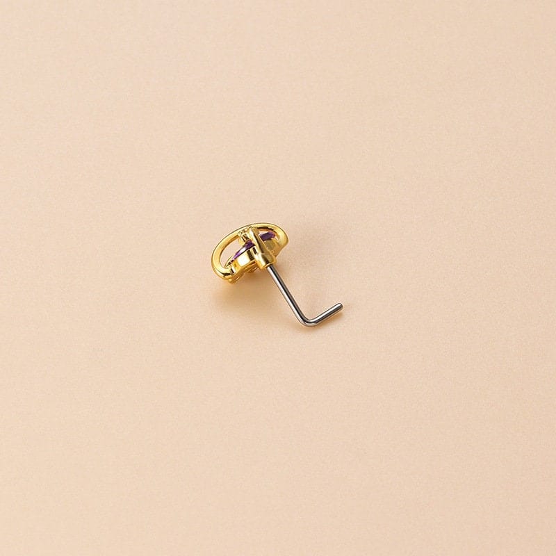 Chic CZ Inlaid UFO Moon Star Floral Nose Piercing Nose Stud - ArtGalleryZen
