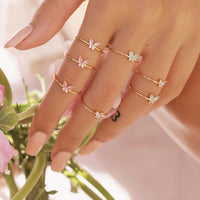 Thumbnail for Chic CZ Opal Inlaid Floral Butterfly Bear Heart Ring - ArtGalleryZen