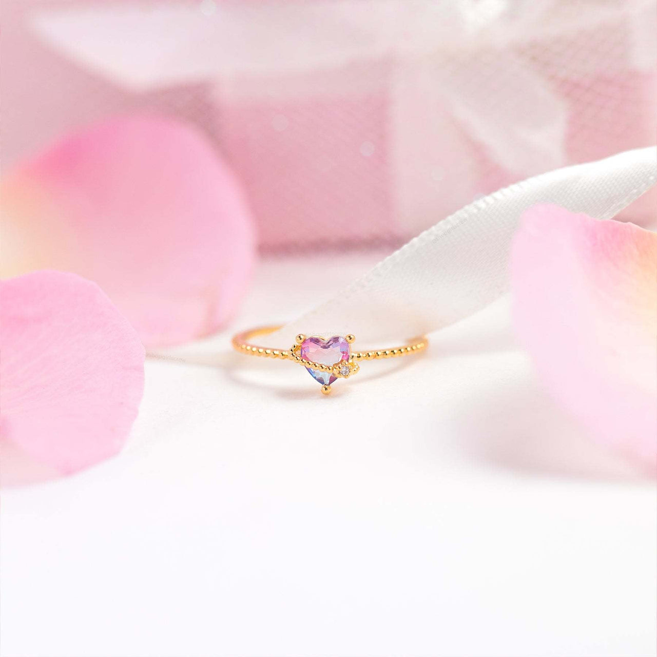 Chic CZ Opal Inlaid Floral Butterfly Bear Heart Ring - ArtGalleryZen