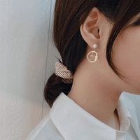 Thumbnail for Chic CZ Pearl Inlaid Star Moon Phase Earrings - ArtGalleryZen