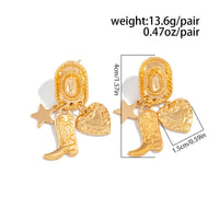 Thumbnail for Chic Dangling Cowboy Hat Boot Heart Star Earrings - ArtGalleryZen