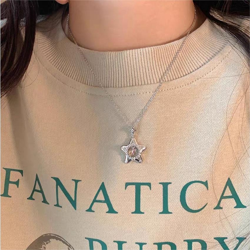 Chic Dangling Heart Star Necklace - ArtGalleryZen