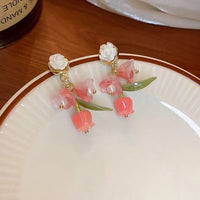 Thumbnail for Chic Dangling Rose Earrings - ArtGalleryZen