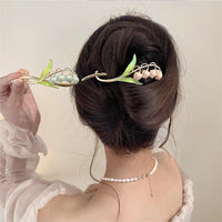Thumbnail for Chic Enamel Bellflower Hair Twist Clip - ArtGalleryZen