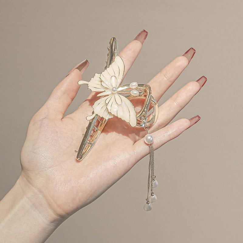 Chic Enamel Butterfly Chignon Claw Clip Hair Clip - ArtGalleryZen