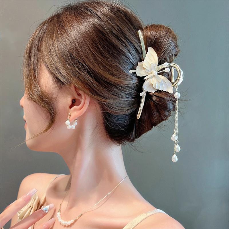 Chic Enamel Butterfly Chignon Claw Clip Hair Clip - ArtGalleryZen