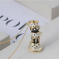 Thumbnail for Chic Enamel Coffee Cup Long Chain Necklace - ArtGalleryZen