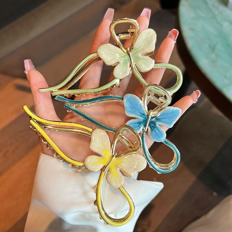 Chic Enamel Colorful Butterfly Chignon Claw Clip Hair Clip - ArtGalleryZen