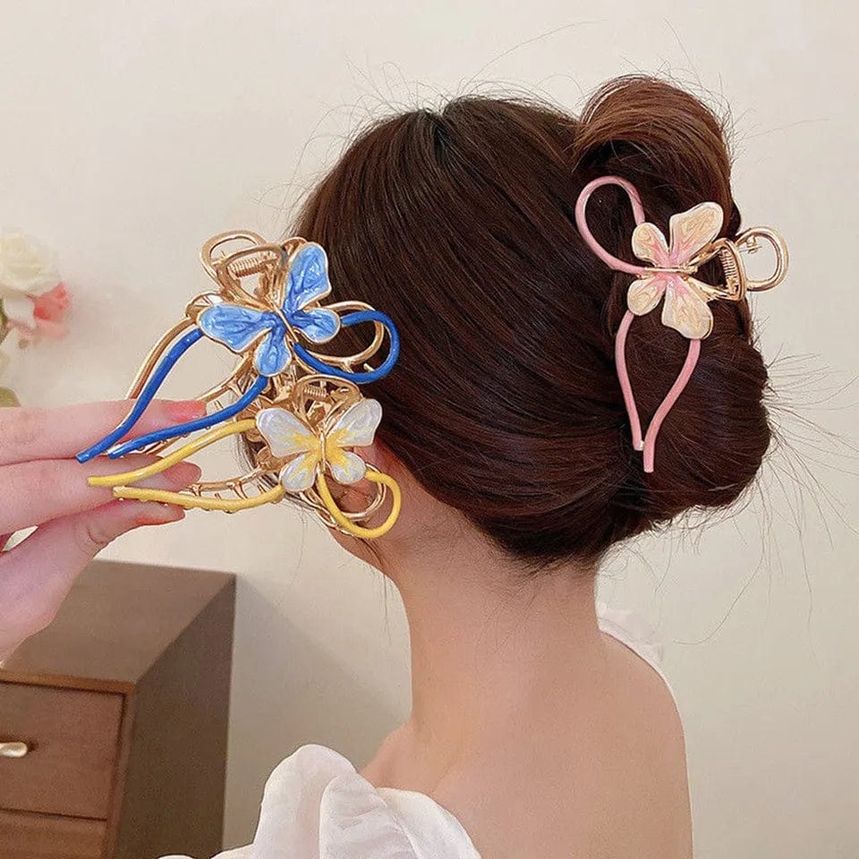 Chic Enamel Colorful Butterfly Chignon Claw Clip Hair Clip - ArtGalleryZen