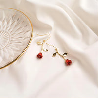Thumbnail for Chic Enamel English Rose Dangle Earrings - ArtGalleryZen