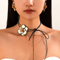 Thumbnail for Chic Enamel Flower Wax Cord String Necklace - ArtGalleryZen