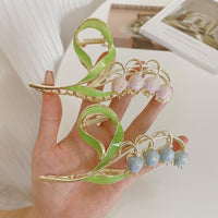 Thumbnail for Chic Enamel Lily Of The Valley Chignon Claw Clip Hair Clip - ArtGalleryZen