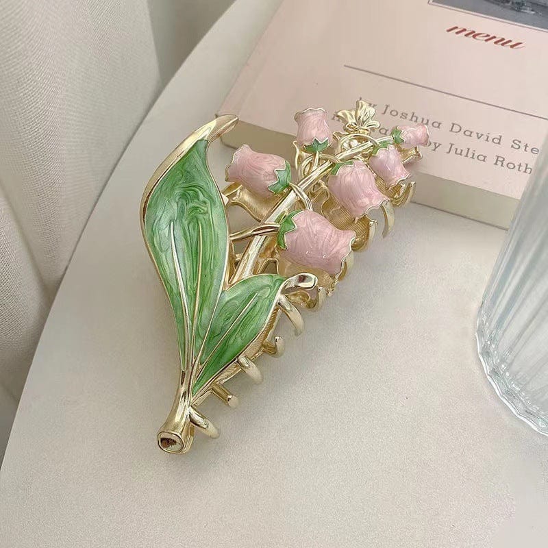 Chic Enamel Lily Of The Valley Hair Claw Clip - ArtGalleryZen