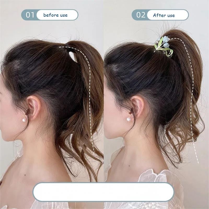 Chic Enamel Pearl Charm Tulip High Ponytail Hair Claw - ArtGalleryZen