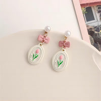 Thumbnail for Chic Enamel Pink Tulip Earrings - ArtGalleryZen