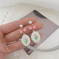 Thumbnail for Chic Enamel Pink Tulip Earrings - ArtGalleryZen