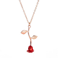 Thumbnail for Chic Enamel Rose Pendant Necklace - ArtGalleryZen