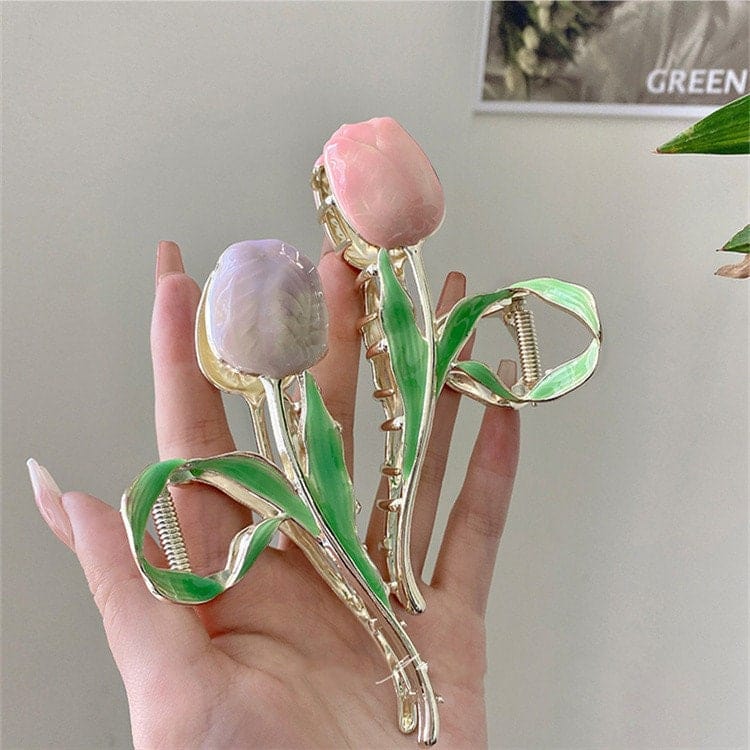 Chic Enamel Tulip Chignon Claw Clip Hair Clip - ArtGalleryZen
