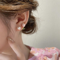 Thumbnail for Chic Enamel Tulip Pearl Earrings - ArtGalleryZen