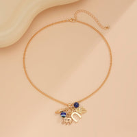 Thumbnail for Chic Evil Eye Elephant Lucky Horseshoe Pendant Cable Chain Necklace - ArtGalleryZen