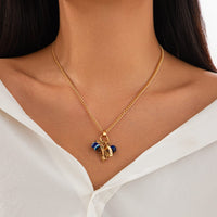 Thumbnail for Chic Evil Eye Elephant Lucky Horseshoe Pendant Cable Chain Necklace - ArtGalleryZen