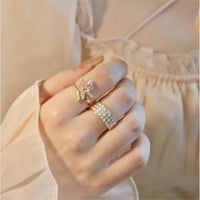 Thumbnail for Chic Floral Butterfly Pearl Ring Set - ArtGalleryZen