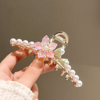 Thumbnail for Chic Floral Pearl Chignon Claw Clip Hair Clip - ArtGalleryZen