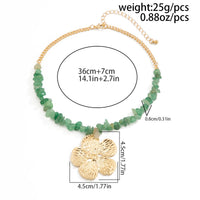 Thumbnail for Chic Flower Pendant Turquoise Stone Chain Necklace - ArtGalleryZen