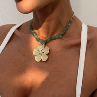 Thumbnail for Chic Flower Pendant Turquoise Stone Chain Necklace - ArtGalleryZen