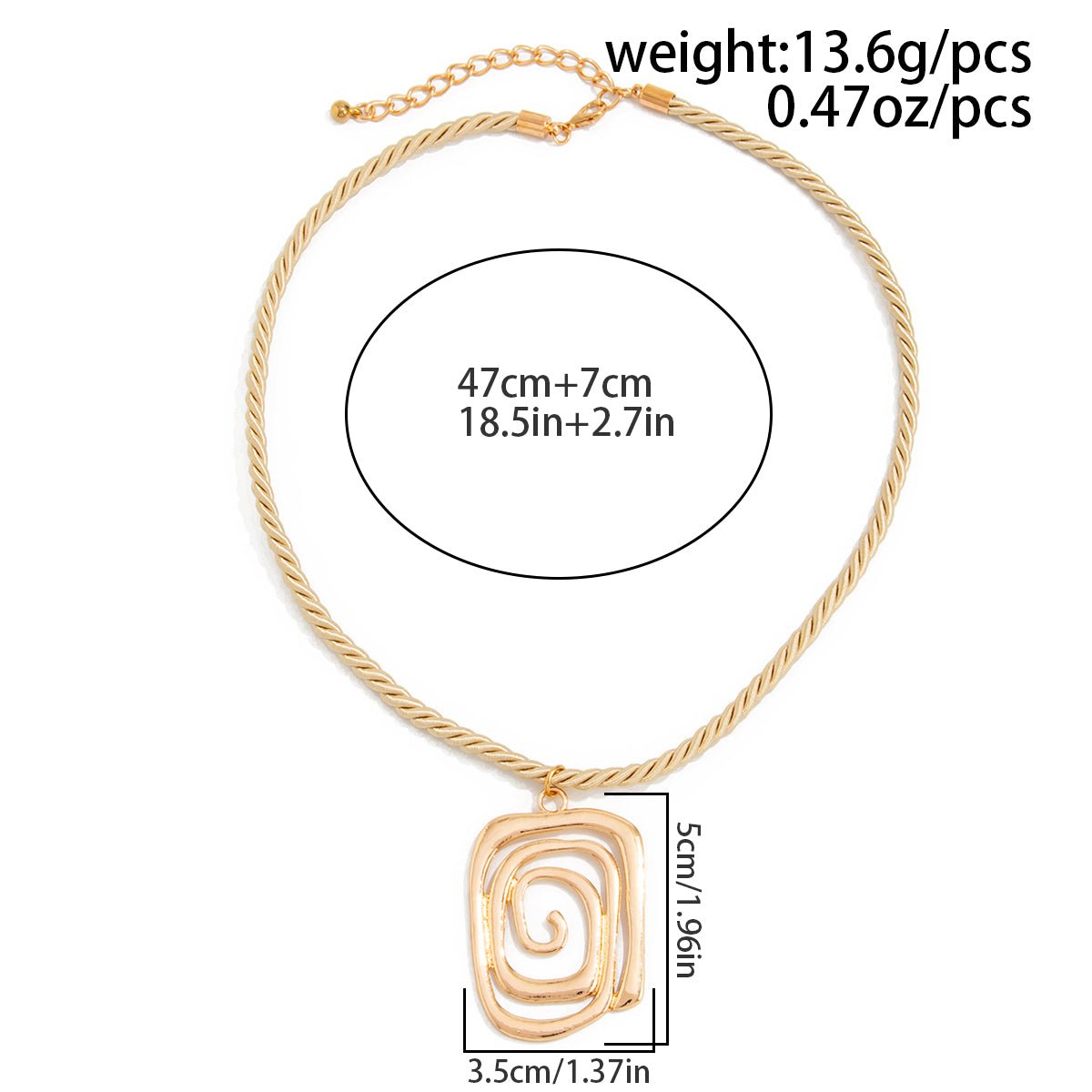 Chic Flower Spiral Round Square Pendant Necklace - ArtGalleryZen