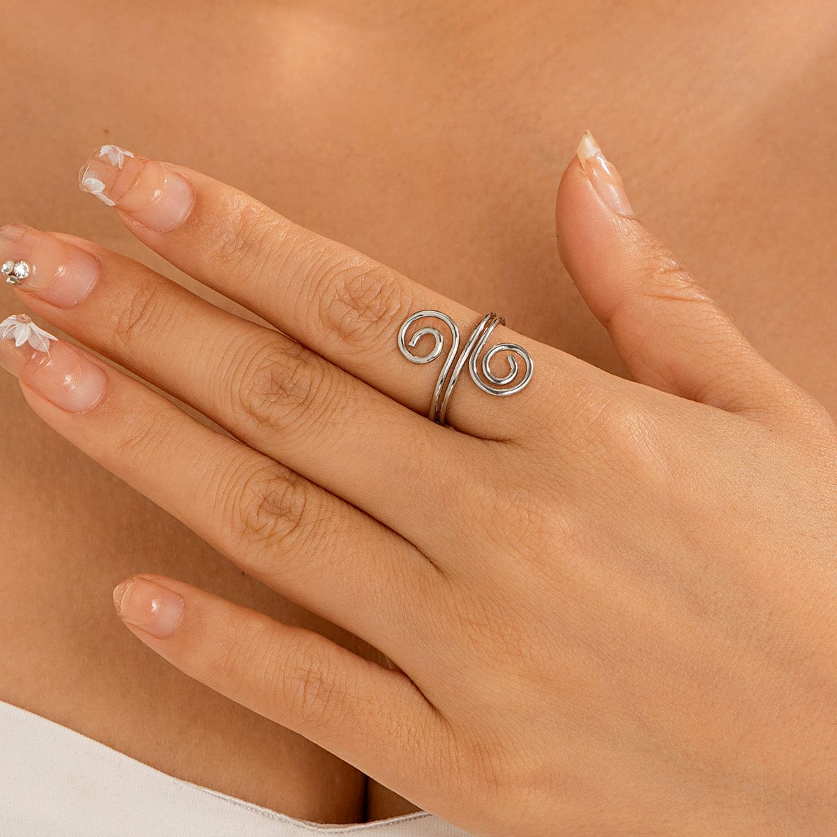 Chic Geometric Duo Spiral Ring - ArtGalleryZen