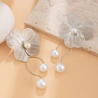 Thumbnail for Chic Geometric Floral Pearl Dangle Earrings - ArtGalleryZen