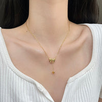 Thumbnail for Chic Gold Plated Bowknot Heart Pendant Y Necklace - ArtGalleryZen