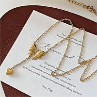 Thumbnail for Chic Gold Plated Bowknot Heart Pendant Y Necklace - ArtGalleryZen