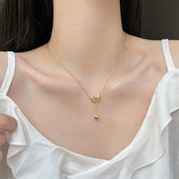 Thumbnail for Chic Gold Plated Bowknot Heart Pendant Y Necklace - ArtGalleryZen