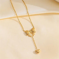 Thumbnail for Chic Gold Plated Bowknot Heart Pendant Y Necklace - ArtGalleryZen